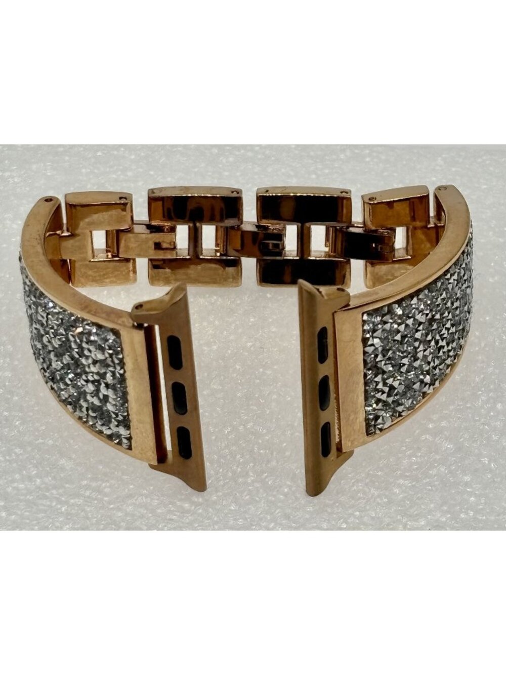 Stainless Steel Rose Gold-Tone and Pave Crystal Apple Watch Strap Band Unbranded